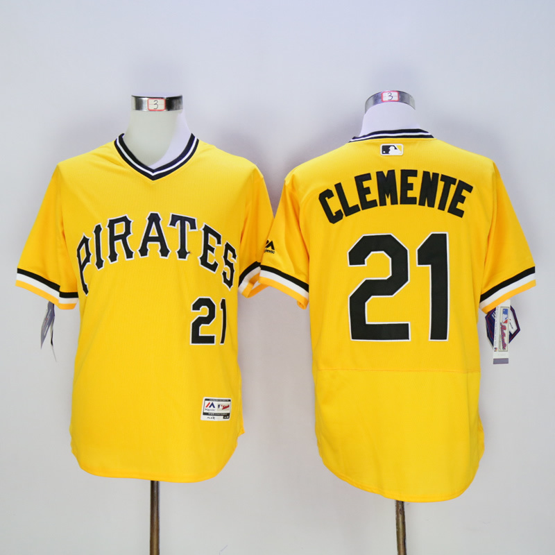 Men Pittsburgh Pirates #21 Clemente Yellow Elite MLB Jerseys-0